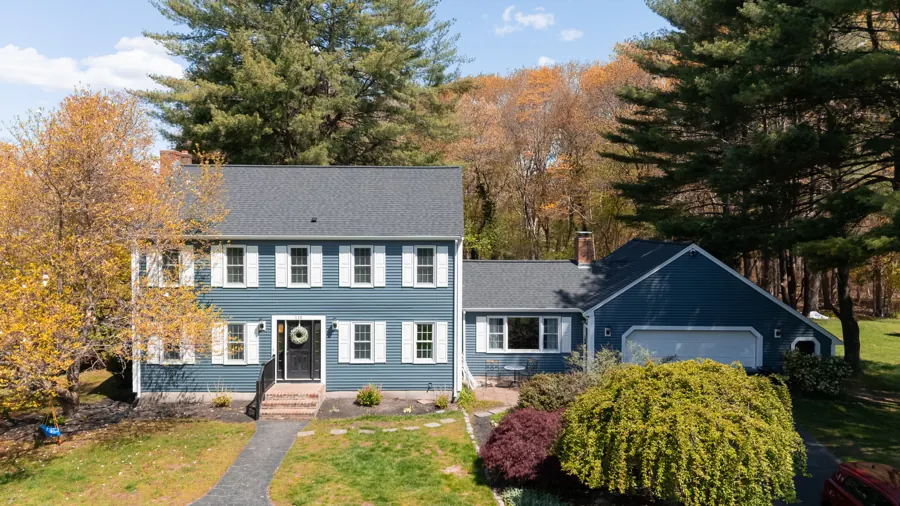 Colonial home exterior in autumn